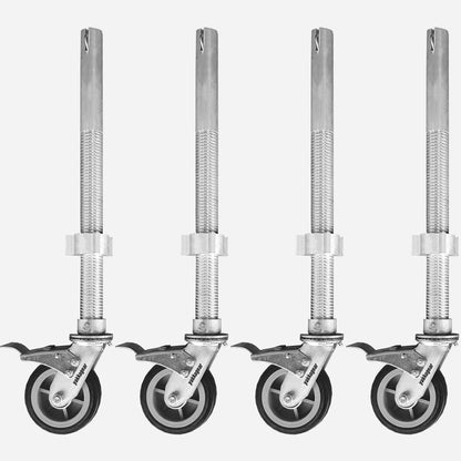 Adjustable Wheels Aluminium Compact Mobile Scaffolding from Yakka Gear, view from the side.