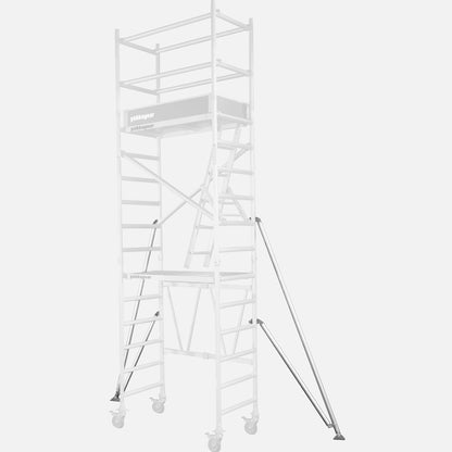 Stabiliser Legs Outriggers Aluminium Compact Mobile Scaffolding from Yakka Gear, with scaffold greyed out for clarity of the stabilisers.